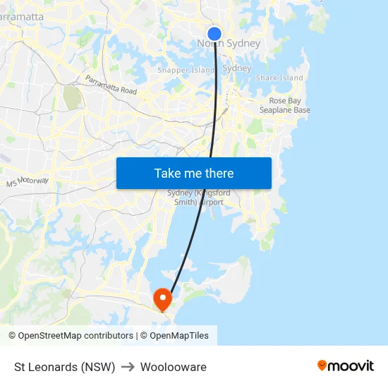 St Leonards (NSW) to Woolooware map
