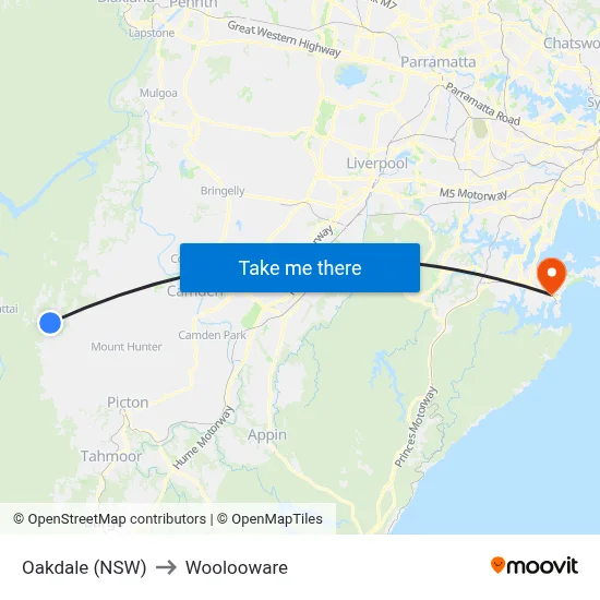 Oakdale (NSW) to Woolooware map