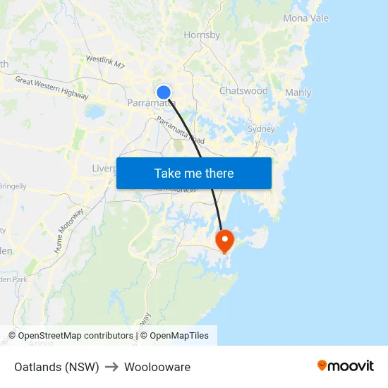 Oatlands (NSW) to Woolooware map
