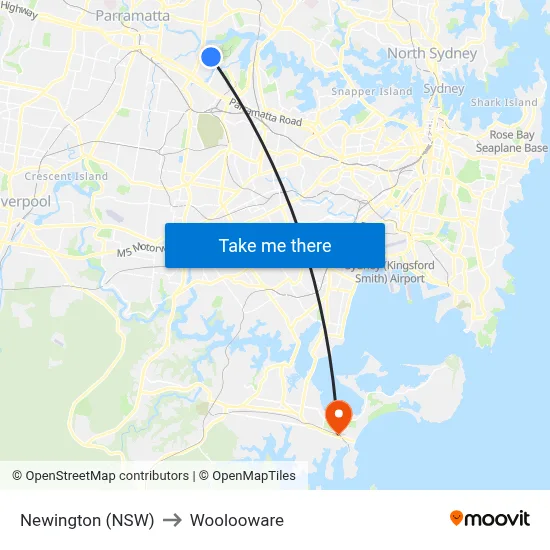 Newington (NSW) to Woolooware map