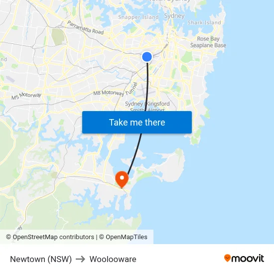 Newtown (NSW) to Woolooware map
