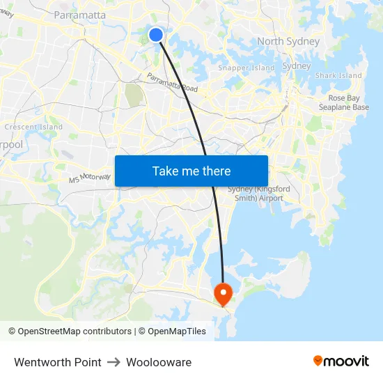 Wentworth Point to Woolooware map