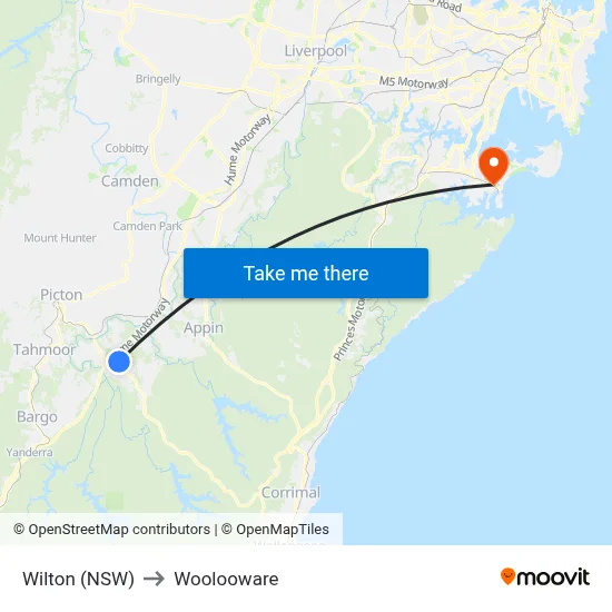 Wilton (NSW) to Woolooware map
