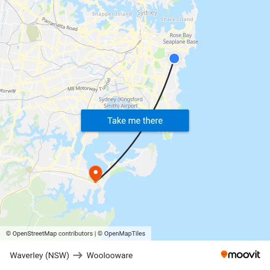 Waverley (NSW) to Woolooware map