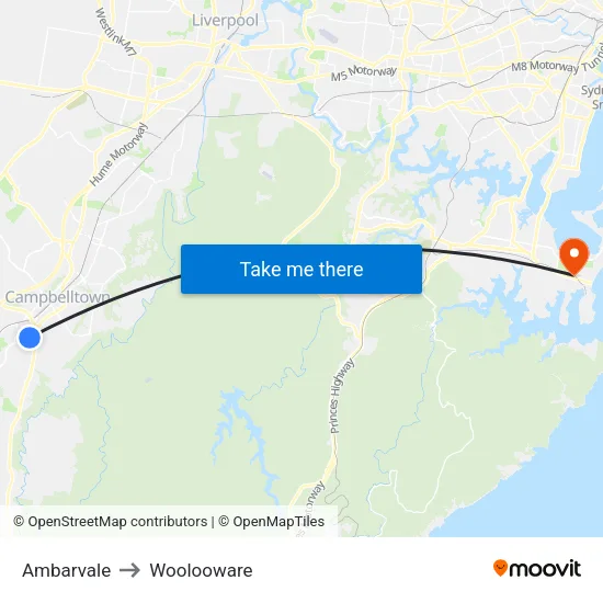 Ambarvale to Woolooware map