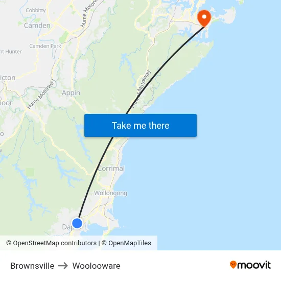 Brownsville to Woolooware map