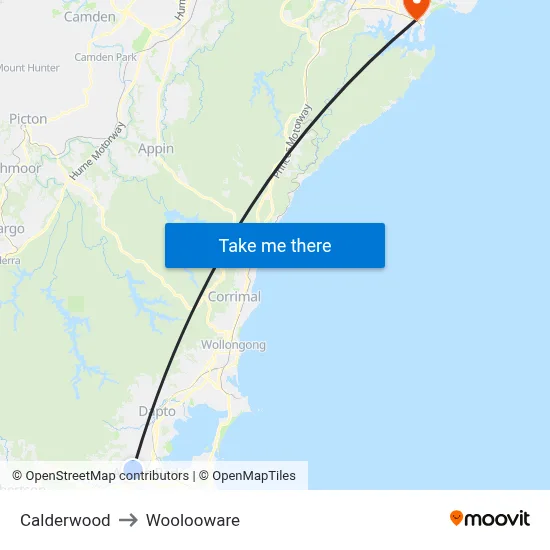 Calderwood to Woolooware map