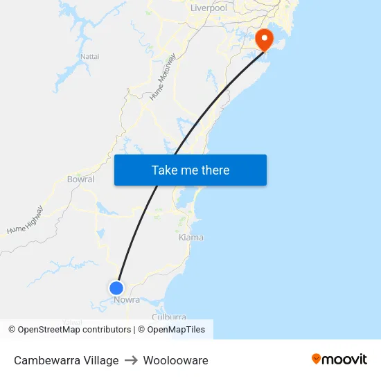 Cambewarra Village to Woolooware map