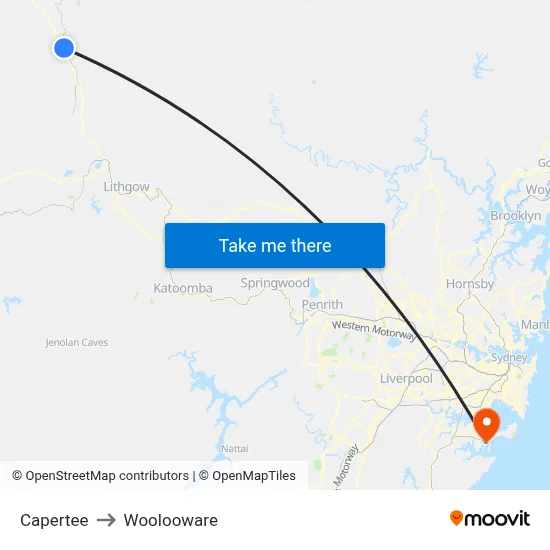 Capertee to Woolooware map