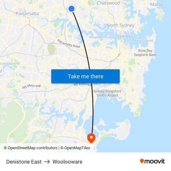 Denistone East to Woolooware map