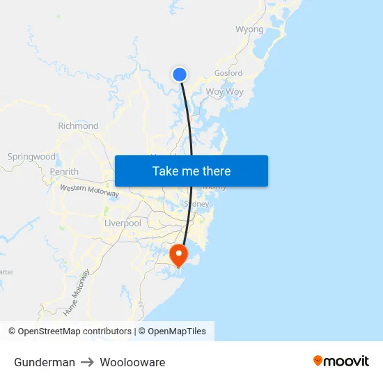 Gunderman to Woolooware map