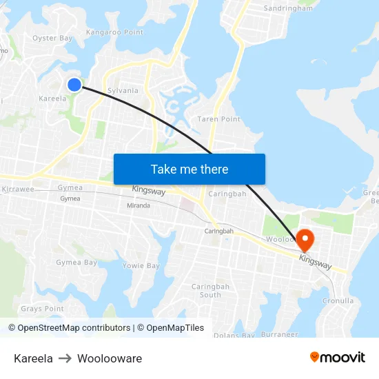 Kareela to Woolooware map