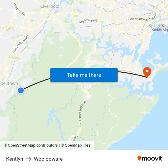 Kentlyn to Woolooware map