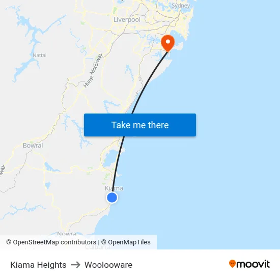 Kiama Heights to Woolooware map
