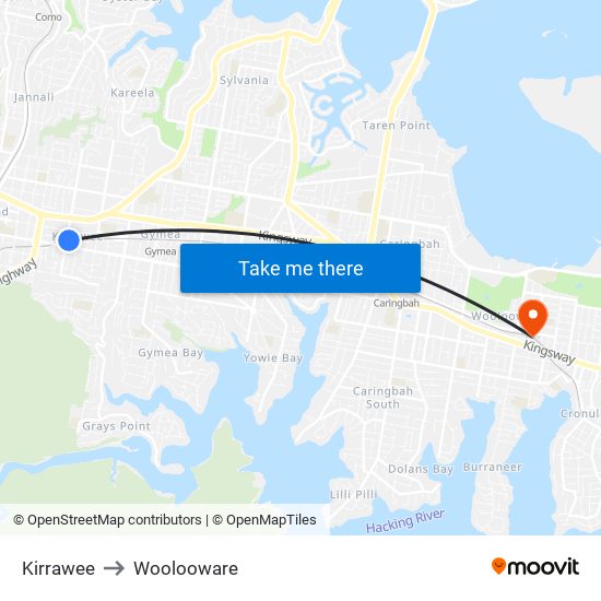 Kirrawee to Woolooware map