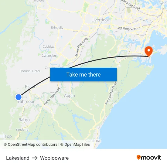 Lakesland to Woolooware map