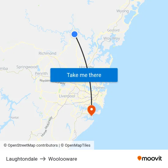 Laughtondale to Woolooware map