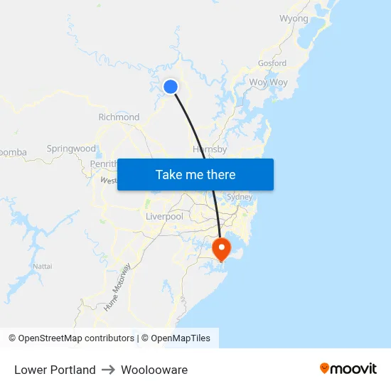 Lower Portland to Woolooware map