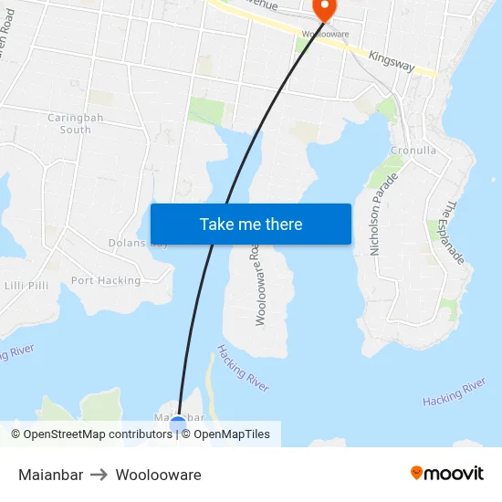 Maianbar to Woolooware map
