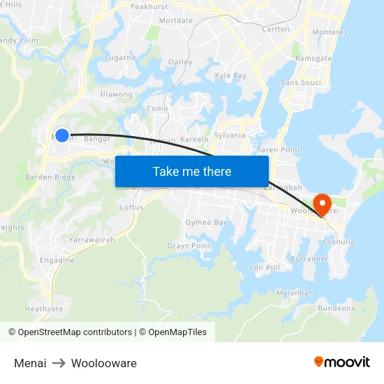Menai to Woolooware map