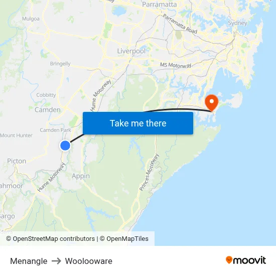 Menangle to Woolooware map
