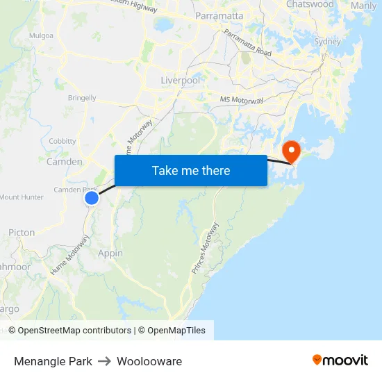 Menangle Park to Woolooware map
