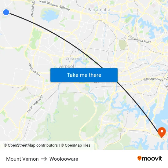 Mount Vernon to Woolooware map