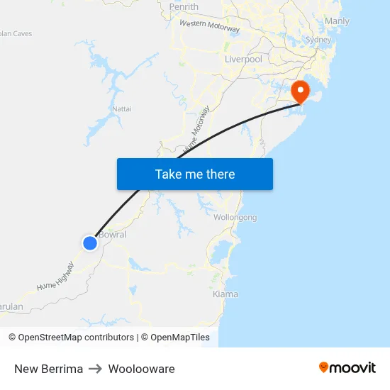New Berrima to Woolooware map