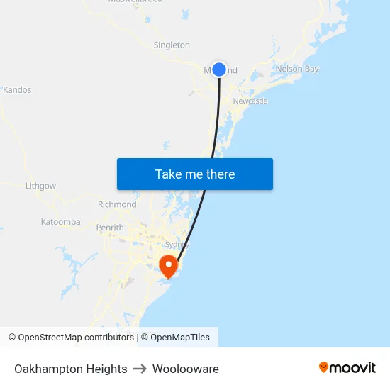 Oakhampton Heights to Woolooware map