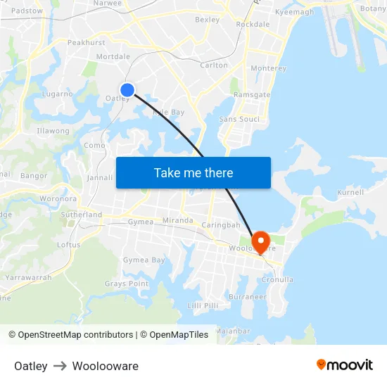 Oatley to Woolooware map