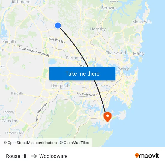 Rouse Hill to Woolooware map