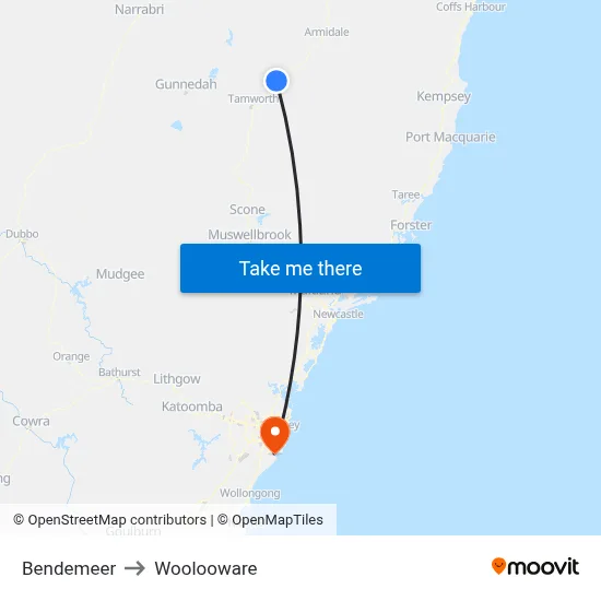 Bendemeer to Woolooware map