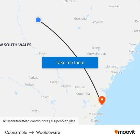 Coonamble to Woolooware map