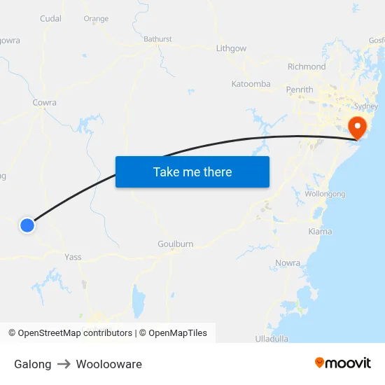 Galong to Woolooware map