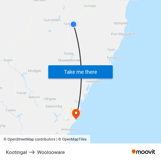 Kootingal to Woolooware map
