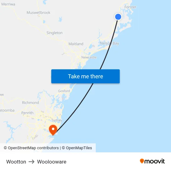 Wootton to Woolooware map