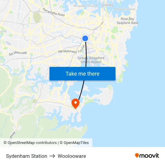 Sydenham Station to Woolooware map