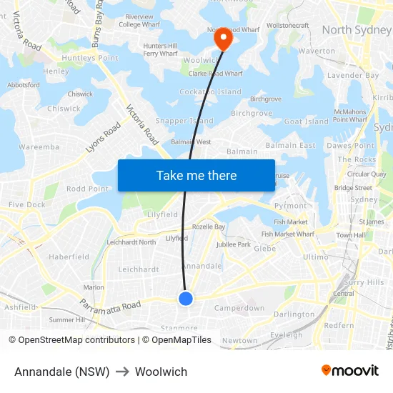 Annandale (NSW) to Woolwich map