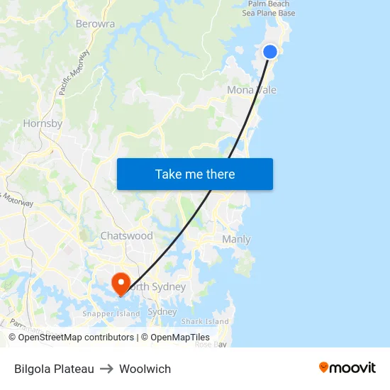 Bilgola Plateau to Woolwich map