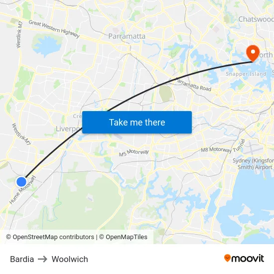 Bardia to Woolwich map