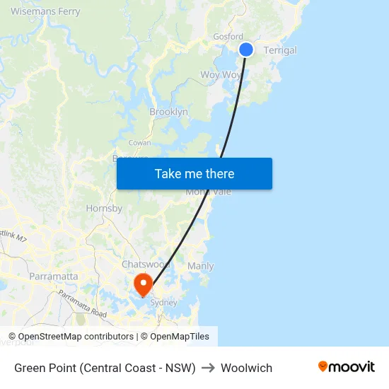 Green Point (Central Coast - NSW) to Woolwich map