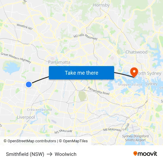 Smithfield (NSW) to Woolwich map