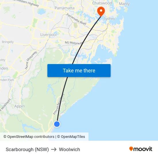 Scarborough (NSW) to Woolwich map