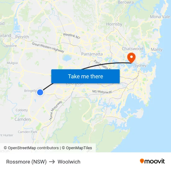 Rossmore (NSW) to Woolwich map