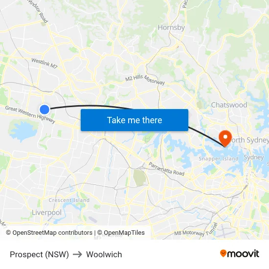 Prospect (NSW) to Woolwich map