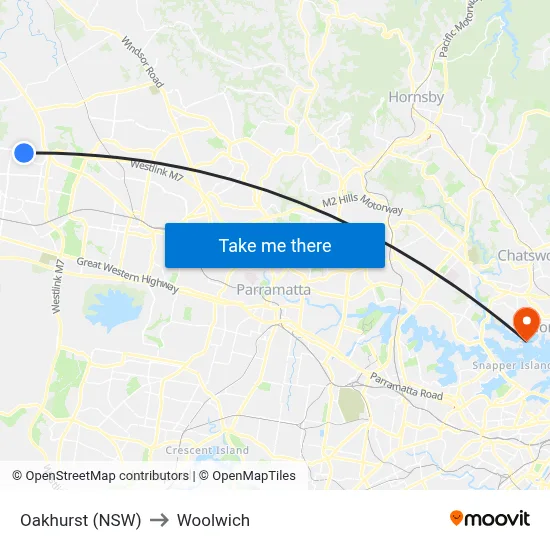 Oakhurst (NSW) to Woolwich map