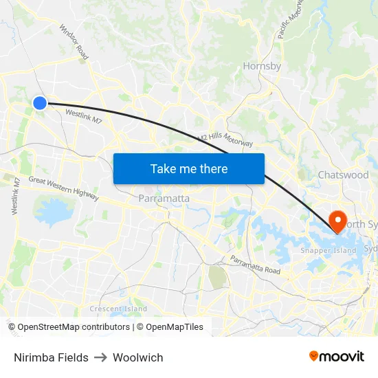 Nirimba Fields to Woolwich map