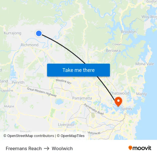 Freemans Reach to Woolwich map