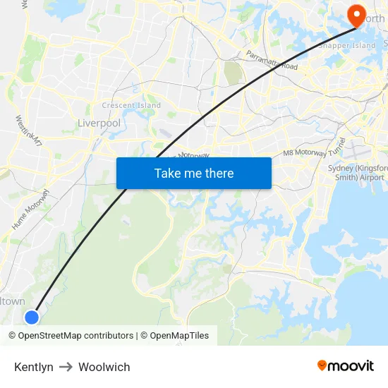 Kentlyn to Woolwich map