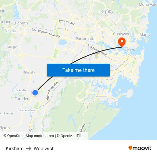 Kirkham to Woolwich map